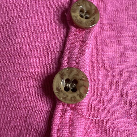 Vintage Y2K Roxy Surf Baby T Shirt Top XXS Graphic Surfer Skater Buttons Pink - Picture 8 of 9